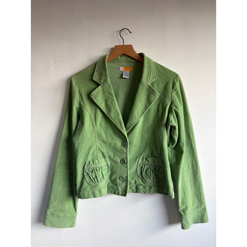 Tulle anthropology Green Corduroy bohemian Jacket Ruffle Pocket Cotton Blend XL